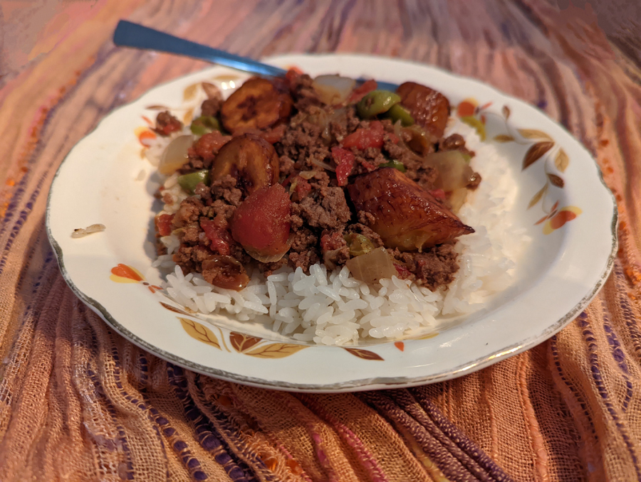 Warm up with picadillo and fried plantains