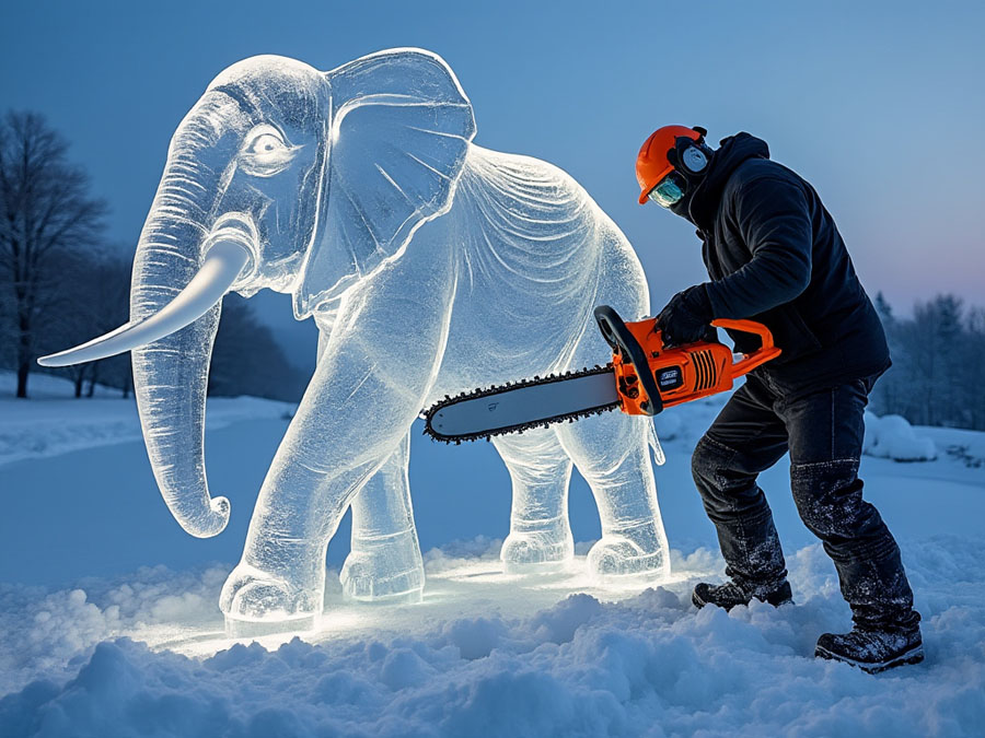 A winter treat: Ice carving and snow sculpture