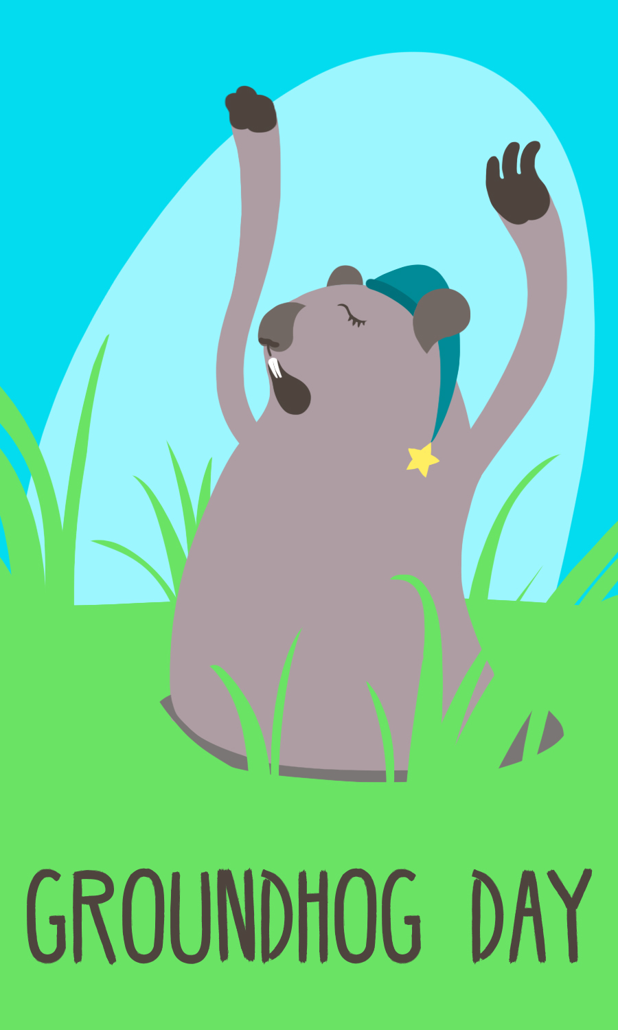 The sleepy groundhog stretches