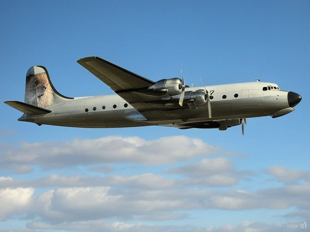 The plane is a Douglas Skymaster, which is mentioned in the story.