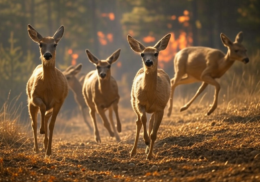 What happens to wild animals in a wildfire?
