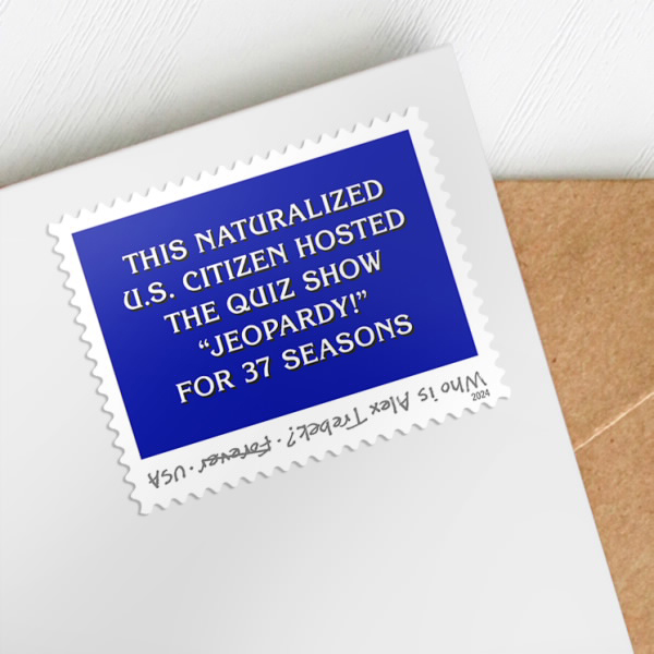 The Alex Trebek Jeopardy stamp